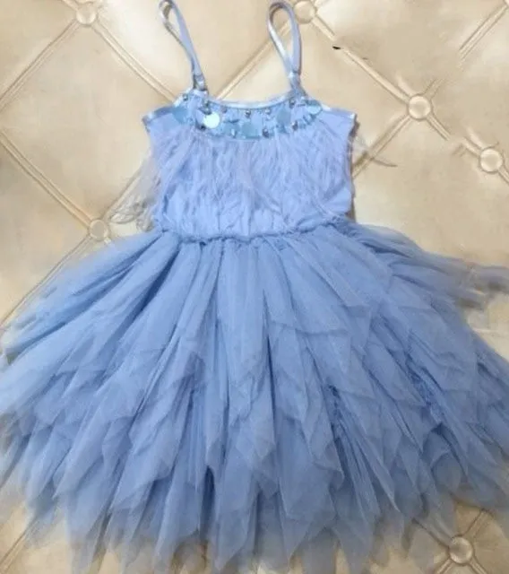 Girls Feather and Tulle Dresses for Birthdays Pageants Spring Dance with Bead Detailing