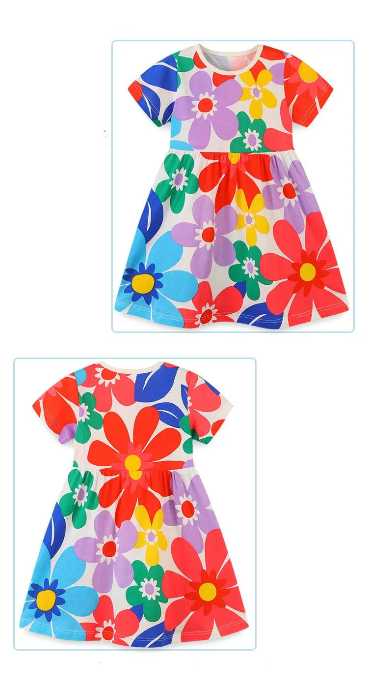 Girls Floral Short Sleeve Summer Dress