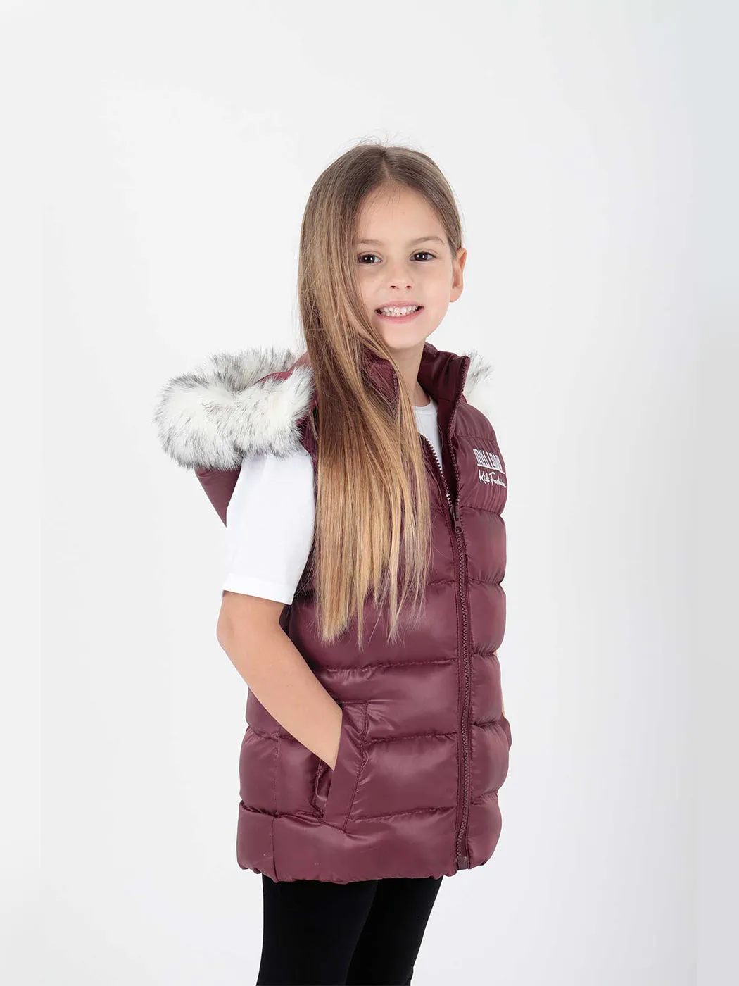 Girls Hooded trend fur swelling vest ak215657