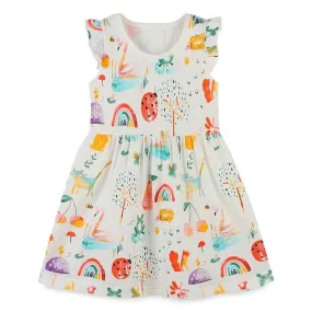 Girls Rainbow Pattern Sleeveless Summer Tutu Dress