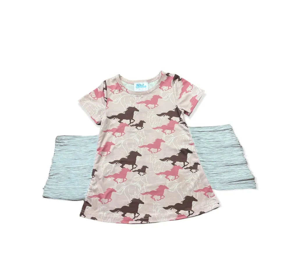 Girl's Shea Baby Pink Running Horse Dress