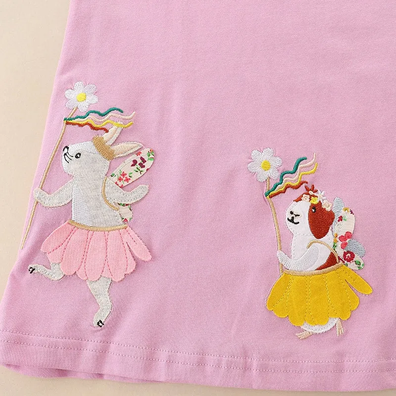 Girls Sleeveless Summer Bunny and Cat Toddler Girl Dress