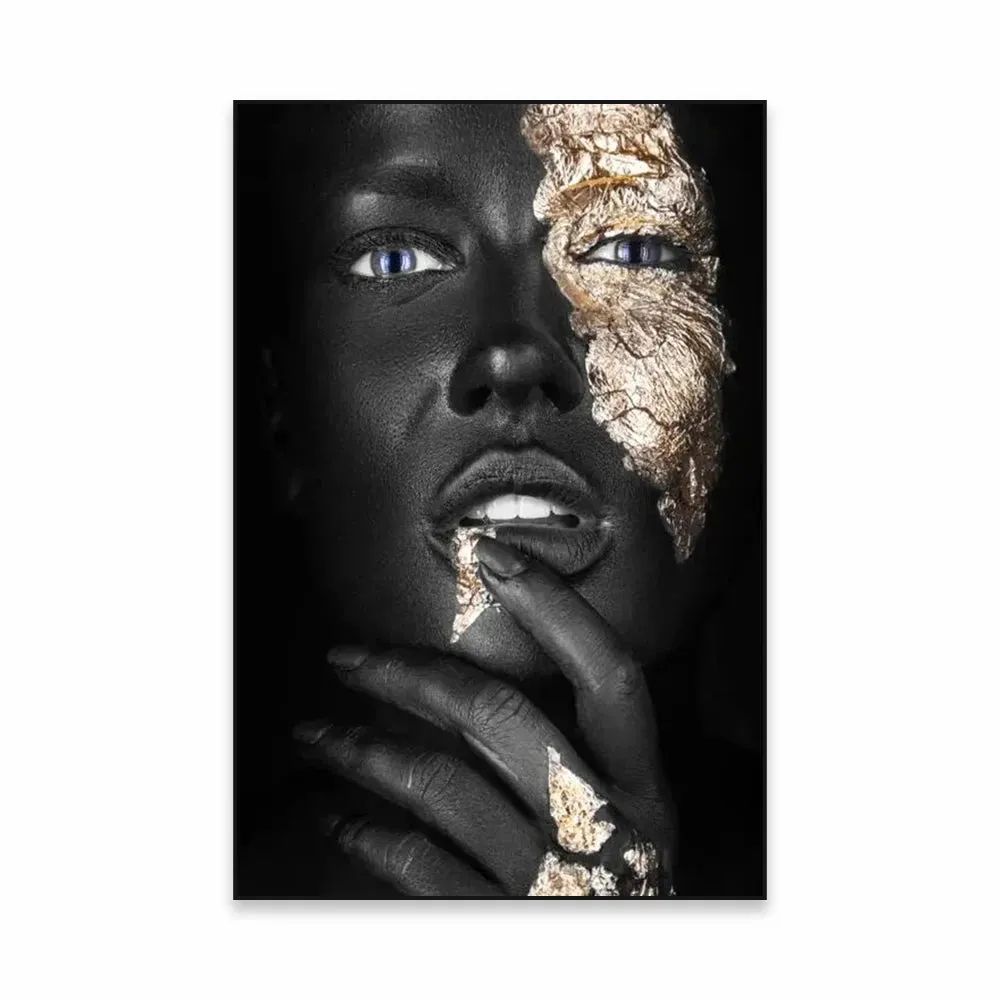 Golden Girl Fashion Wall Art Fine Art Canvas Prints Modern Abstract Portrait Pictures For Living Room Bedroom Boutique Salon Art Decor