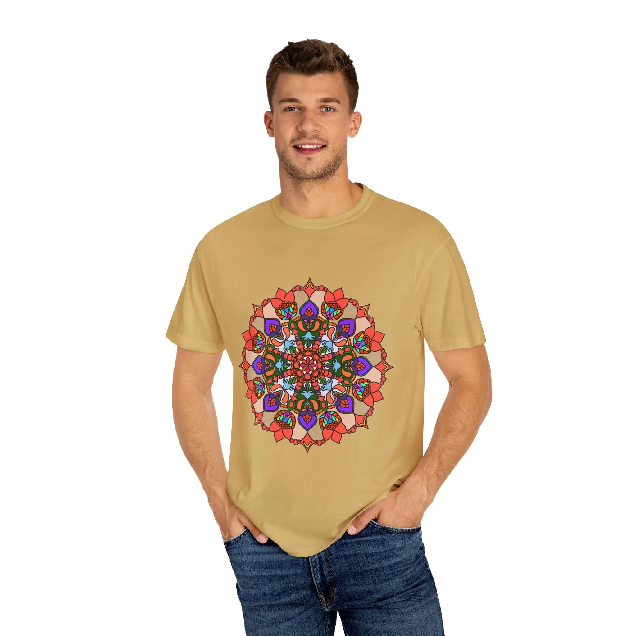 Handmade Mandala Design T-Shirt - 100% Cotton