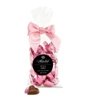 It's a Girl Foil Wrapped Milk Hearts Bag 7.5oz Abdallah Candies