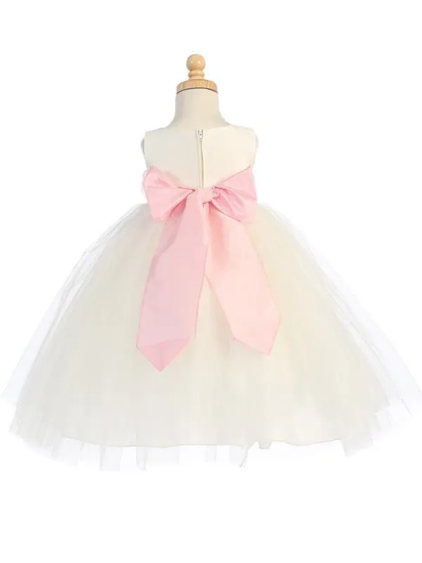 Ivory Flower Girl Dress w/ Sash (12-90P)