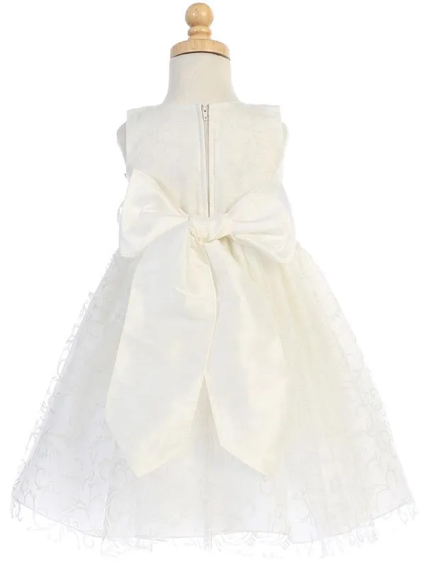 Ivory Glitter Tulle Flower Girl Dress (241-90P)