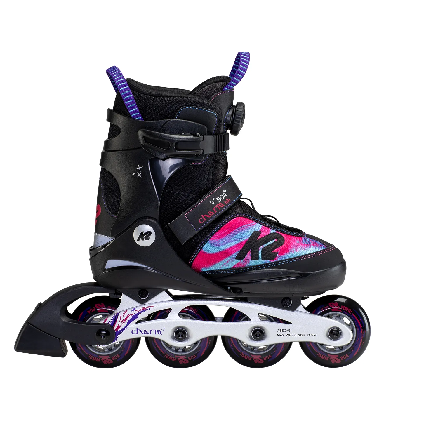 K2 Charm BOA Alu Kids Snowboard Boots - Purple Swirl Design