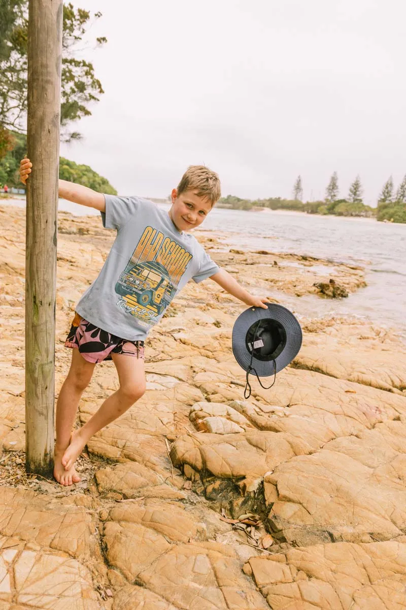 Kid's Old School Tee Dusty Blue - SY1404LB