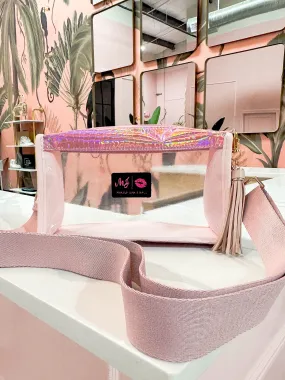 Makeup Junkie Bags - Fan Girl Pink Holographic In The Clear [Pre Order] Glamfox Exclusive