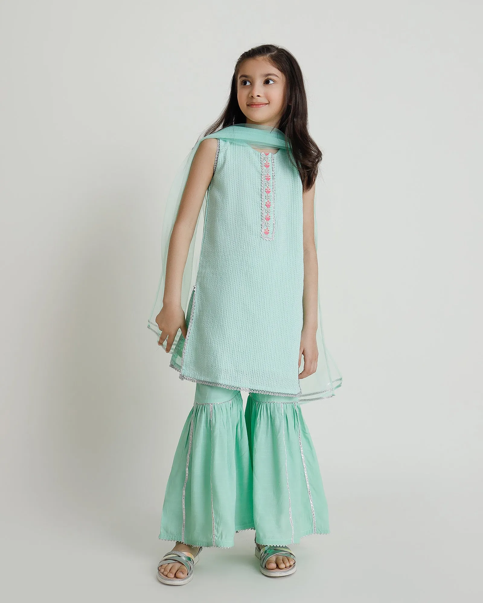 Mint Green Fancy Net Dress