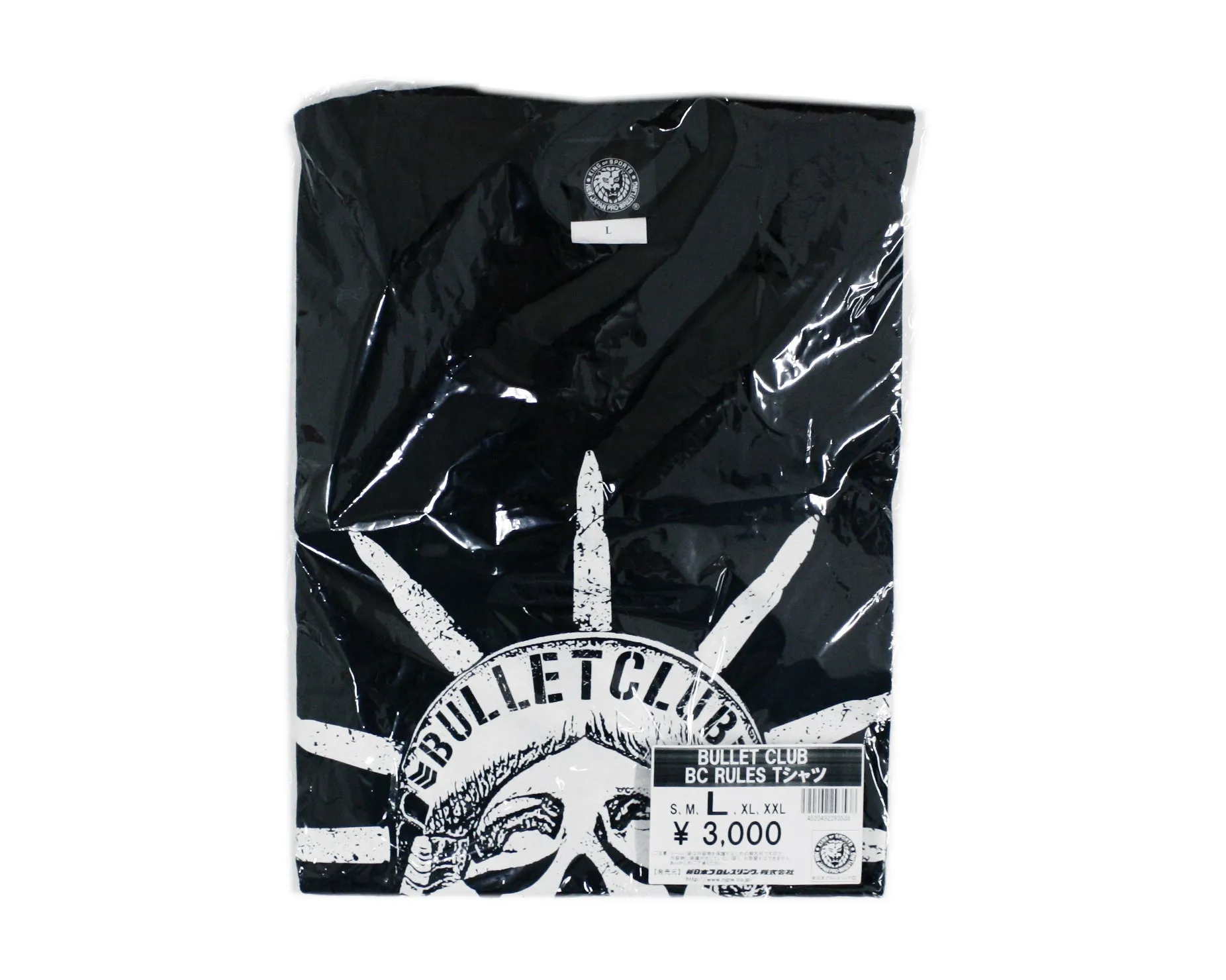 NJPW BULLET CLUB 'BC RULES' / STATUE OF LIBERTY T-SHIRT LG