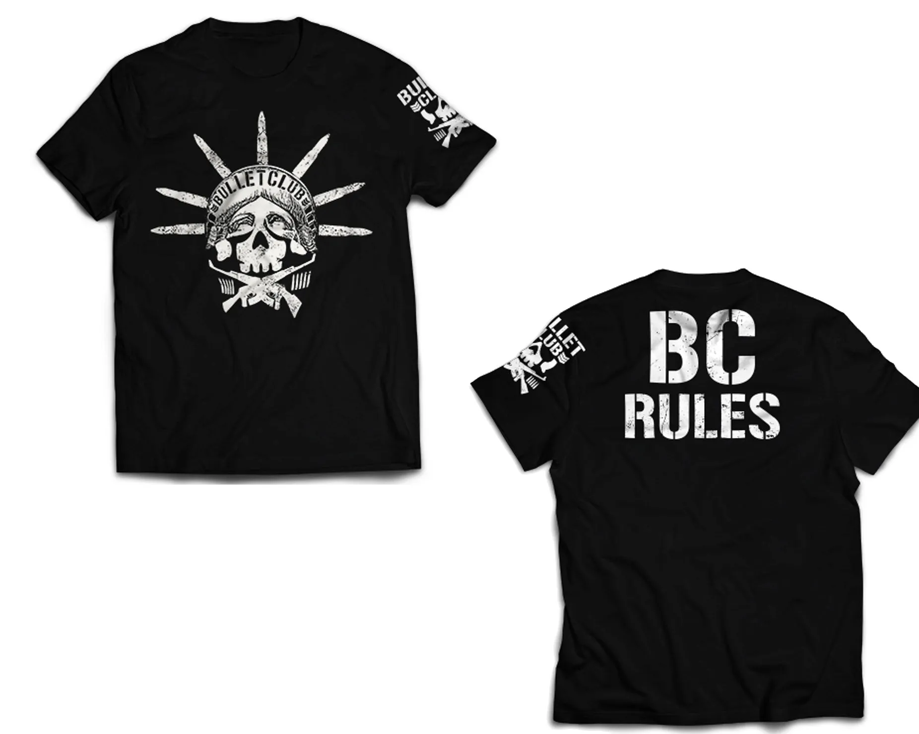 NJPW BULLET CLUB 'BC RULES' / STATUE OF LIBERTY T-SHIRT LG