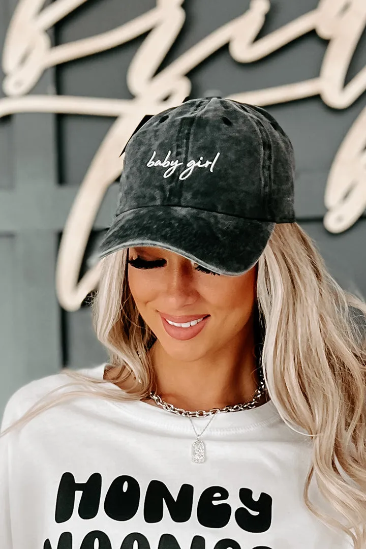 "Baby Girl" Embroidered Baseball Cap (Charcoal)