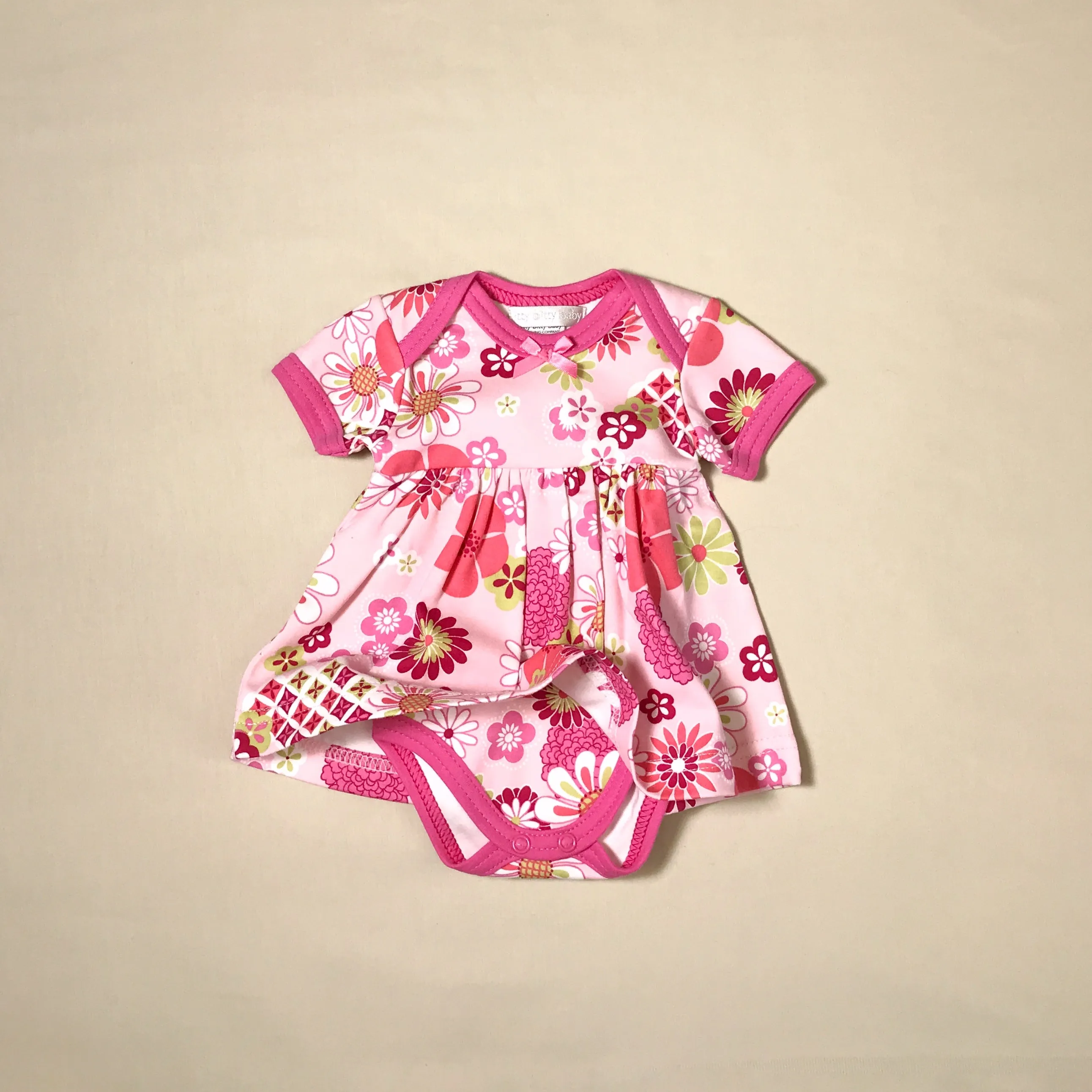 Retro Flower Bodysuit Dress   Headband Set