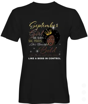 September Girl Birthday Graphic Ladies T-shirt