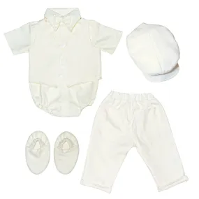 Six (6) Pieces Baptism Polo Onesie and Pants (Cream)