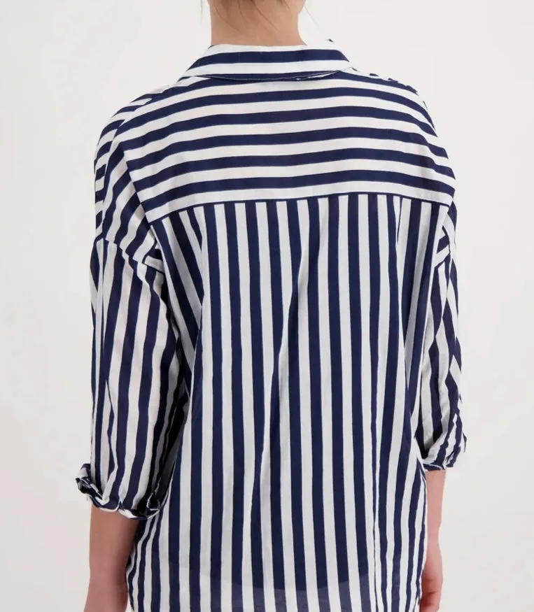 Striped cotton collared shirt 407871