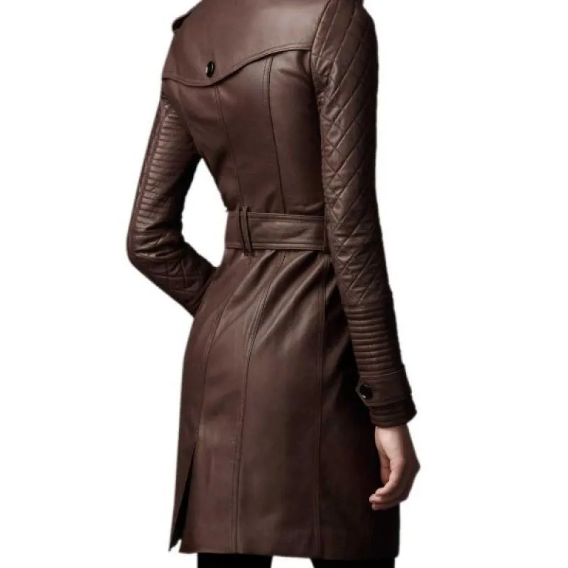 Women leather Trench Coat